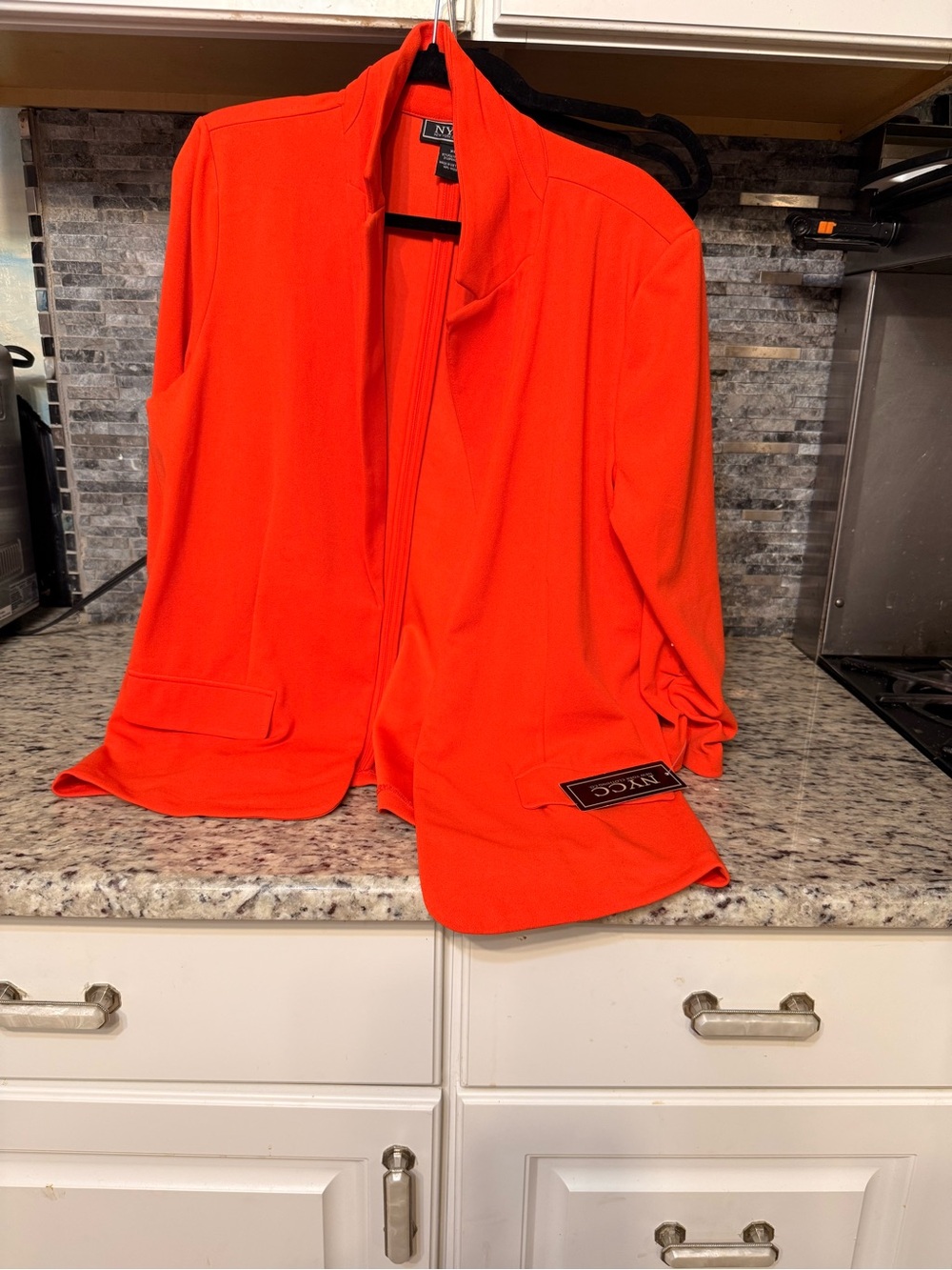 New York & Company Bright Orange Open-Front Blazer